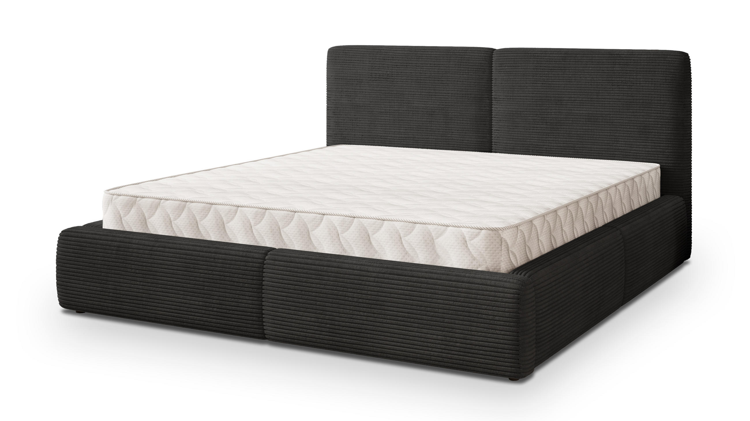 POLSTERBETT FELURO 180x200 cm mit Bettkästen - Schwarz - Schwarz, Holz (180/200cm) - MASSENO