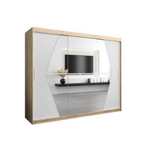 SCHWEBETÜRENSCHRANK 200/250/62 3-türig - Silberfarben/Weiß, Holz/Kunststoff (250/200/62cm) - Abiks Möbel