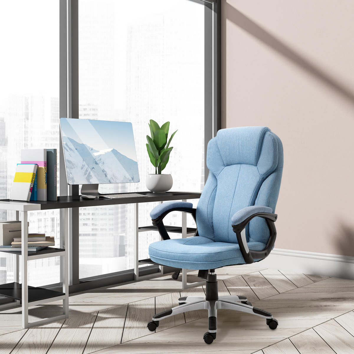 BÜROSTUHL, Ergonomisch, Hellblau - Hellblau, Kunststoff (75/58/66cm) - Vinsetto