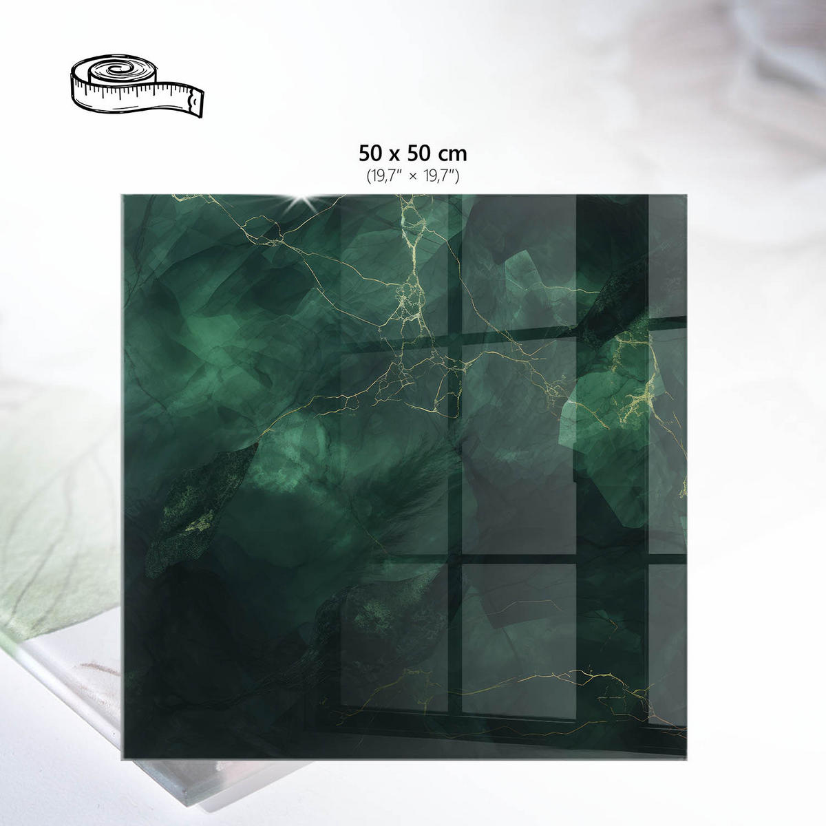 TISCHPLATTE 50x50 cm – Grünes Geheimnis - Weiß, Glas (0.4/50/50cm) - Wallfluent