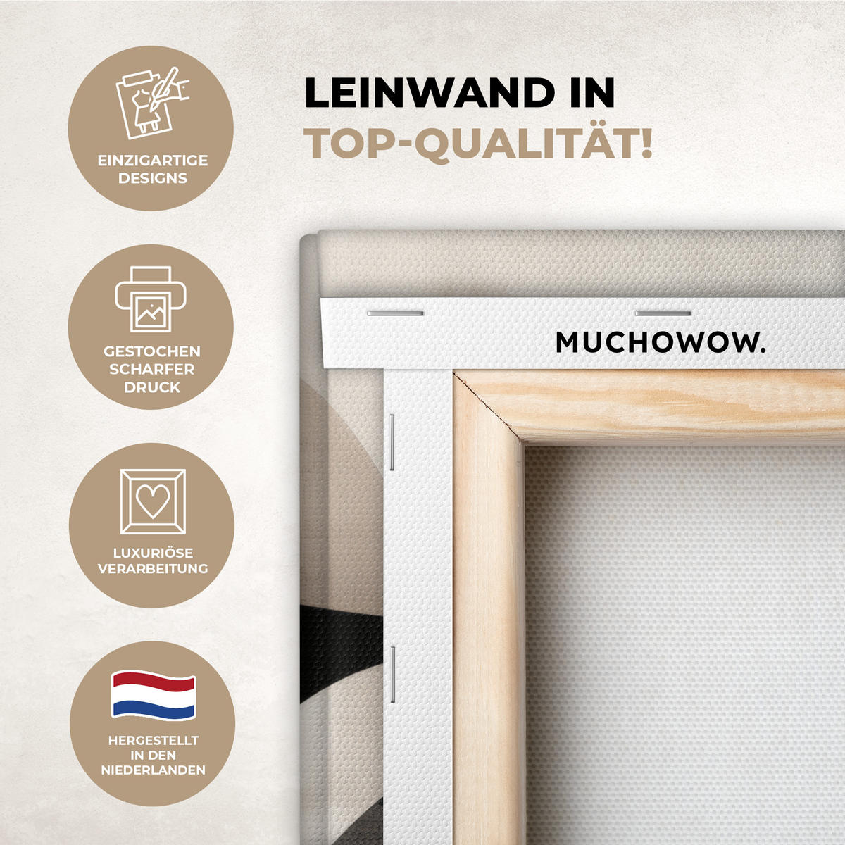 LEINWANDBILD Abstrakt - Wellen - Schwarz - Verwittert 40x30 cm - Trüffeleichefarben, Textil (40/30cm) - MuchoWow