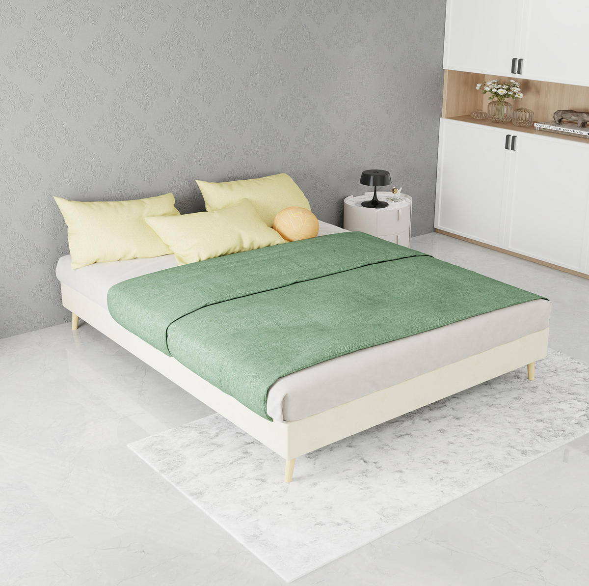POLSTERBETT 140/200 cm mit Matratze, stabile Mehrfachstütze und modernem Design, Beige - Beige, Textil (140/200cm) - Redom