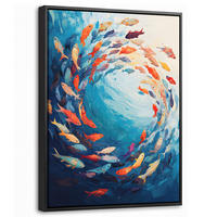 LEINWAND Bilder mit Rahmen - Meer - Fische - Bunt - Dynamisch - 30x40 - Hellblau, Textil (30/40cm) - MuchoWow