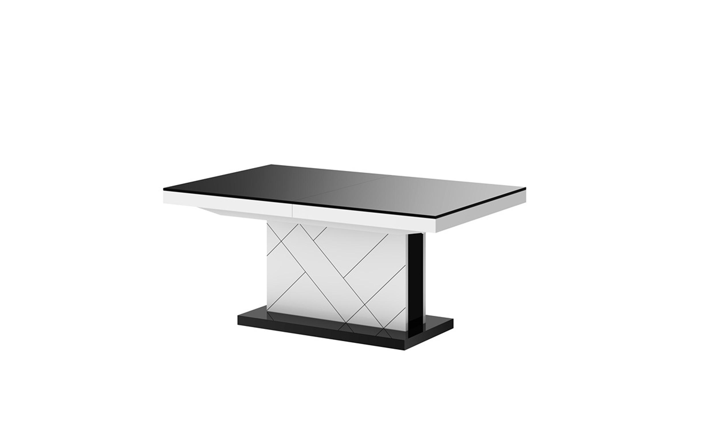 designimpex Couchtisch Schwarz Hochglanz, Weiß Hochglanz 120x55x75 cm