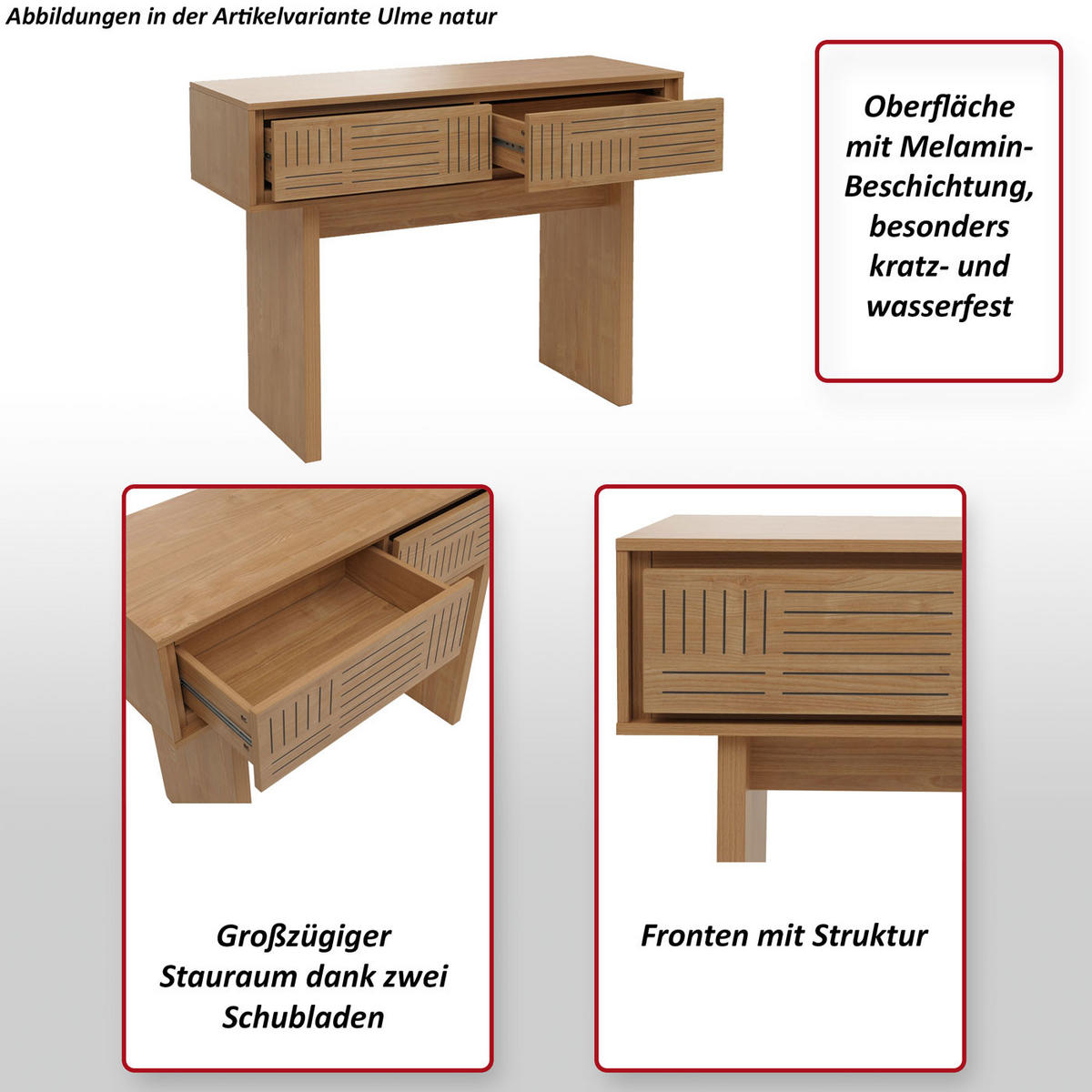 KONSOLENTISCH eckig Beige - Beige, Holz (41/110/86cm) - MCW