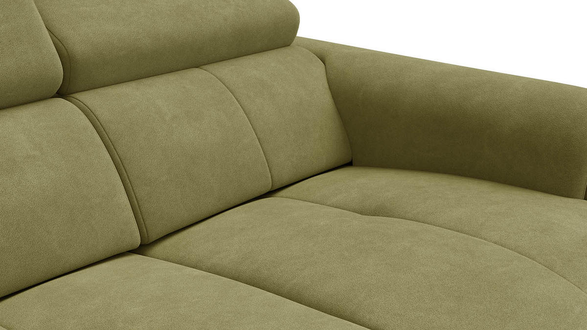 RELAXSOFA RODEN 2-Sitzer mit 2 Relax, olive, Veloursstoff - Grün, Holz/Textil (148/82/103cm) - Wozimo