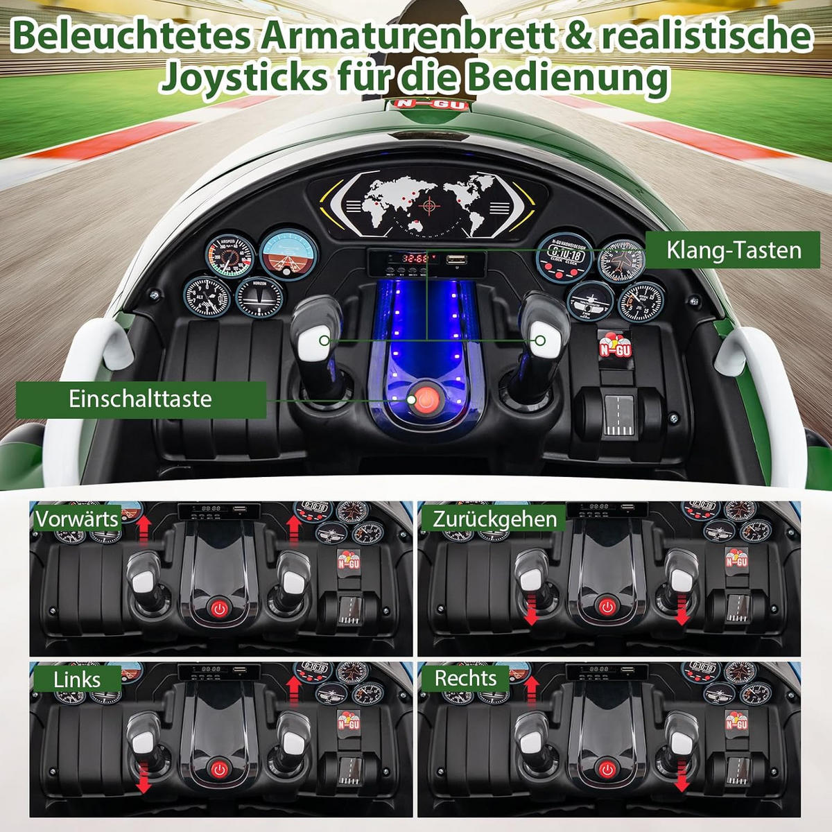 ELEKTROAUTO Kinder Grün - Grün, Kunststoff (100/62/124cm) - COSTWAY