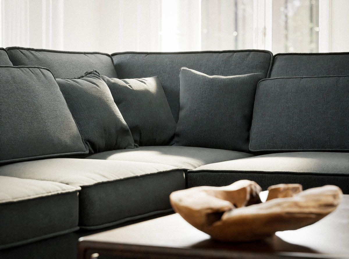 ECKSOFA Kirou Türkis Webstoff - Rechts Seite - Türkis/Schwarz, Holz/Holzwerkstoff (225/311cm) - Maison de Reve