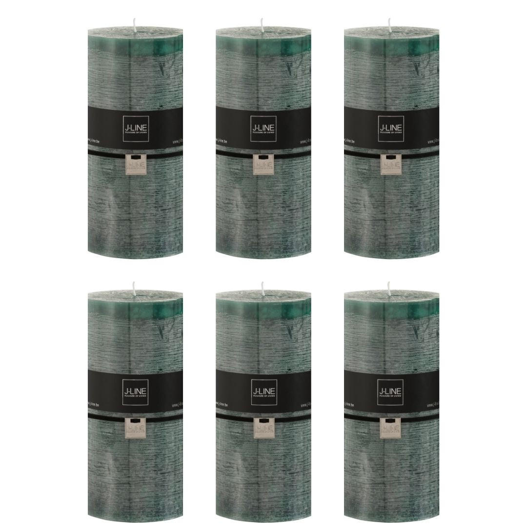 DUFTKERZE ZART - Grün - XXL - 150 Std. - 6er set - Dunkelgrün, Paraffin (10/20cm) - J-Line