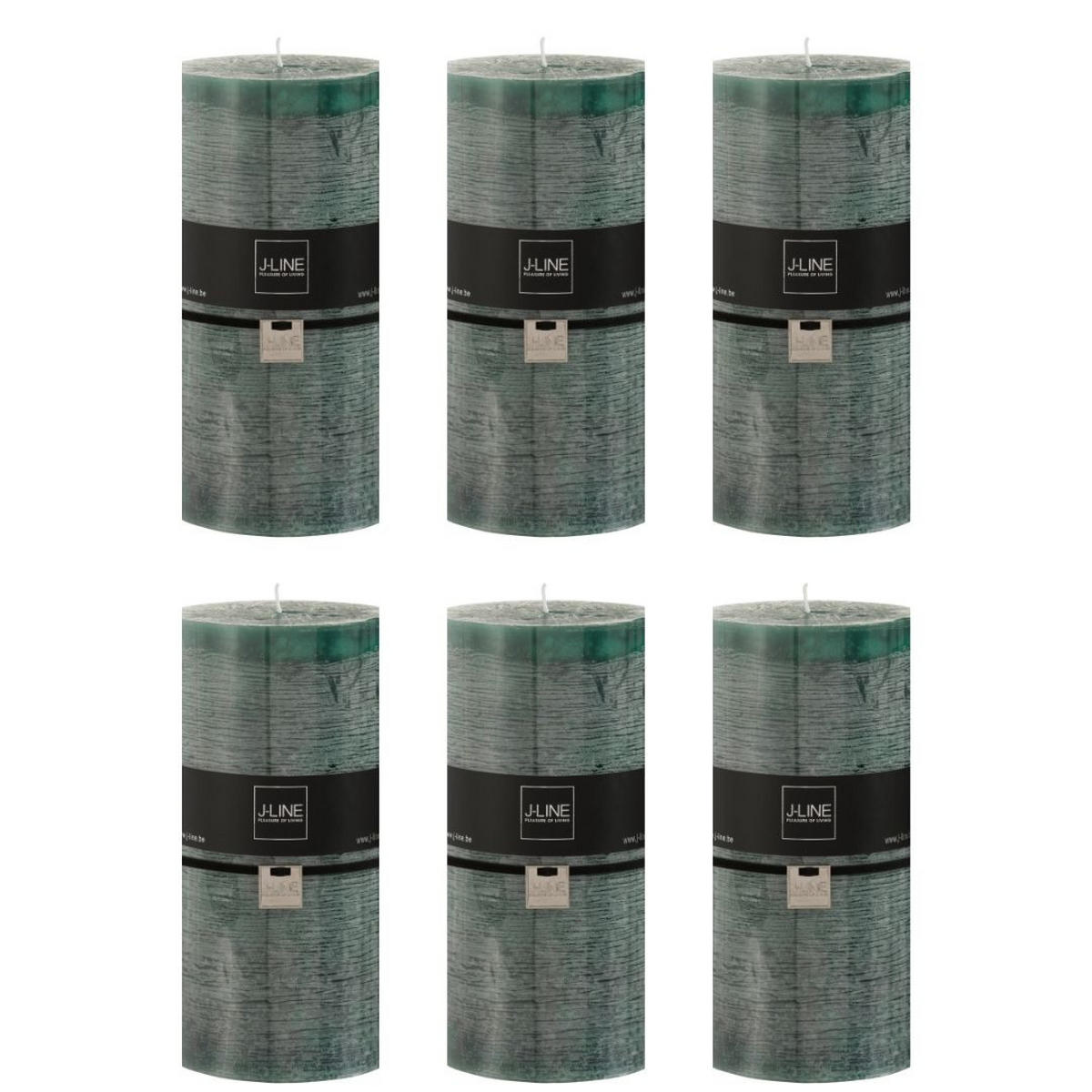 DUFTKERZE ZART - Grün - XXL - 150 Std. - 6er set - Dunkelgrün, Paraffin (10/20cm) - J-Line