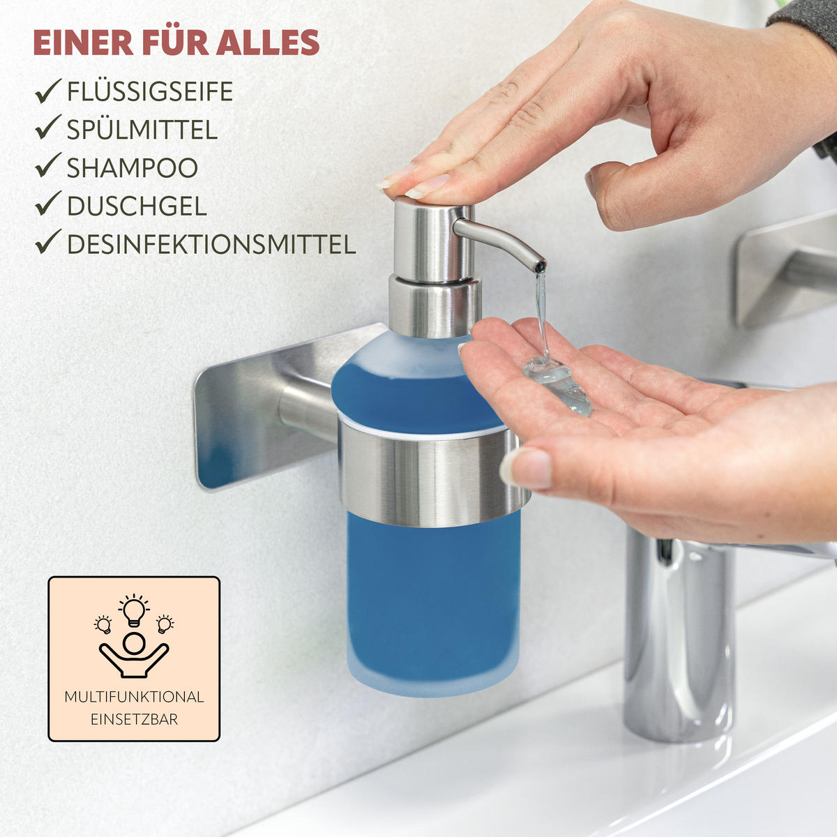 SEIFENSPENDER PIAZZA TAPE, Edelstahl, matt - Edelstahlfarben, Metall (9/17.5/11cm) - bremermann