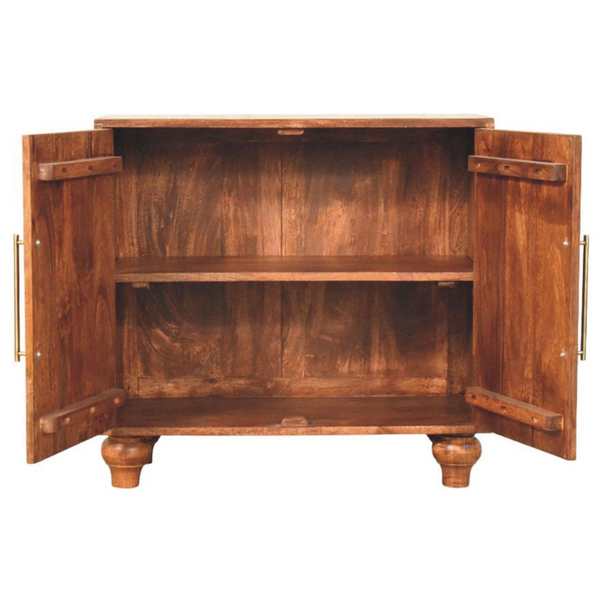 SIDEBOARD mit Roasted-Almond-Finish, 2 Türen, 2 Innenablagen, braun. - Goldfarben/Braun, Holz/Metall (75/71/35cm) - Artisan Furniture