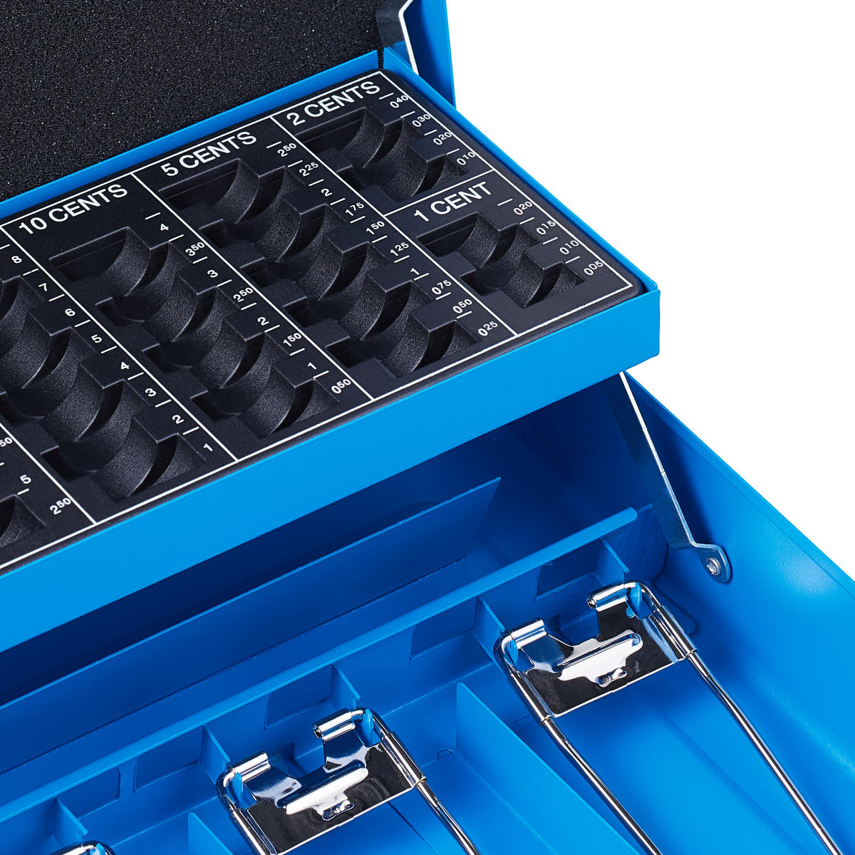 GELDKASSETTE Euro-Münzbrett - Blau, Kunststoff/Metall (30.5/8.5/25cm) - Relaxdays