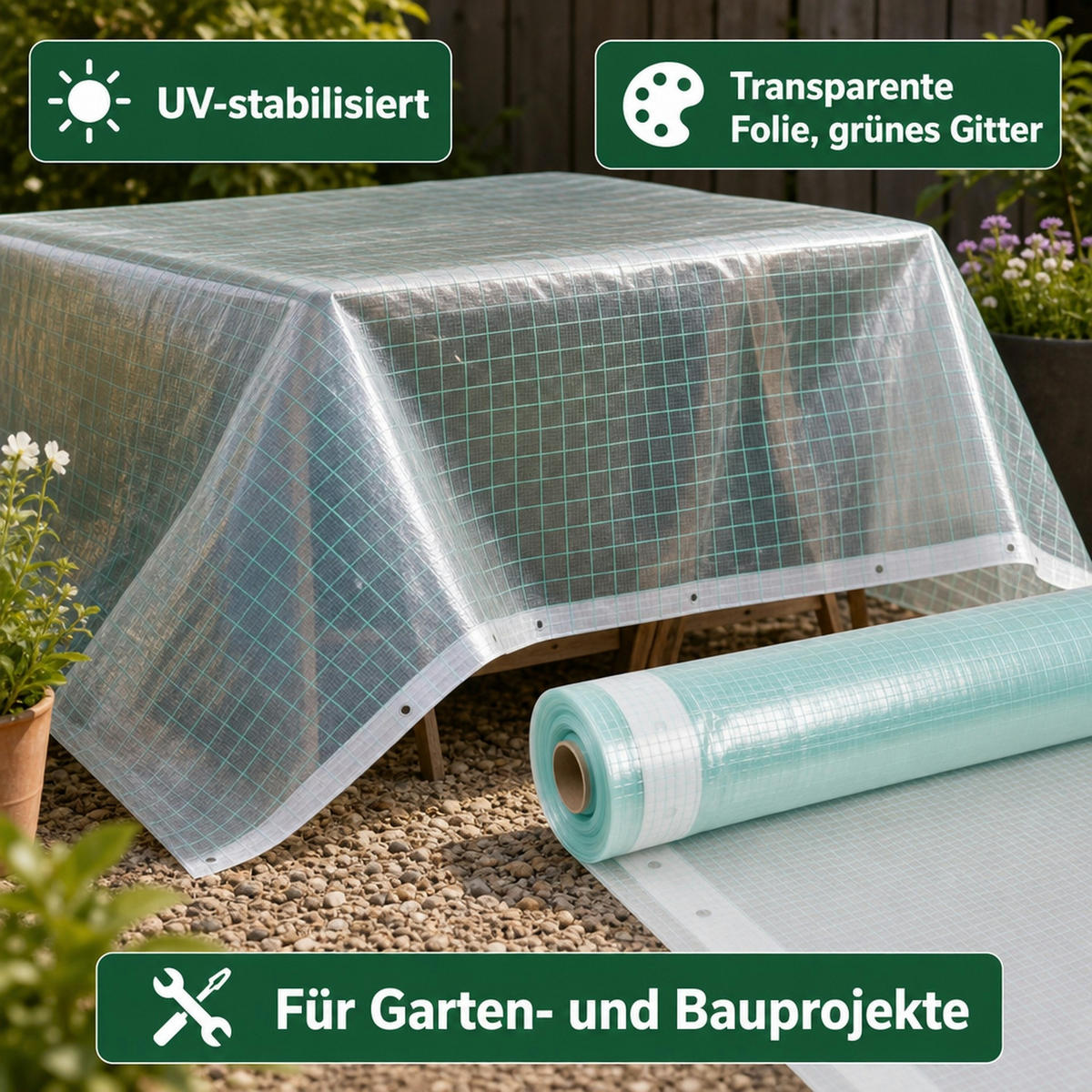 GITTERFOLIE m. Nagelrand 4 Breite x 3 Meter - Türkis, Kunststoff (300/400/1cm) - BONI-SHOP