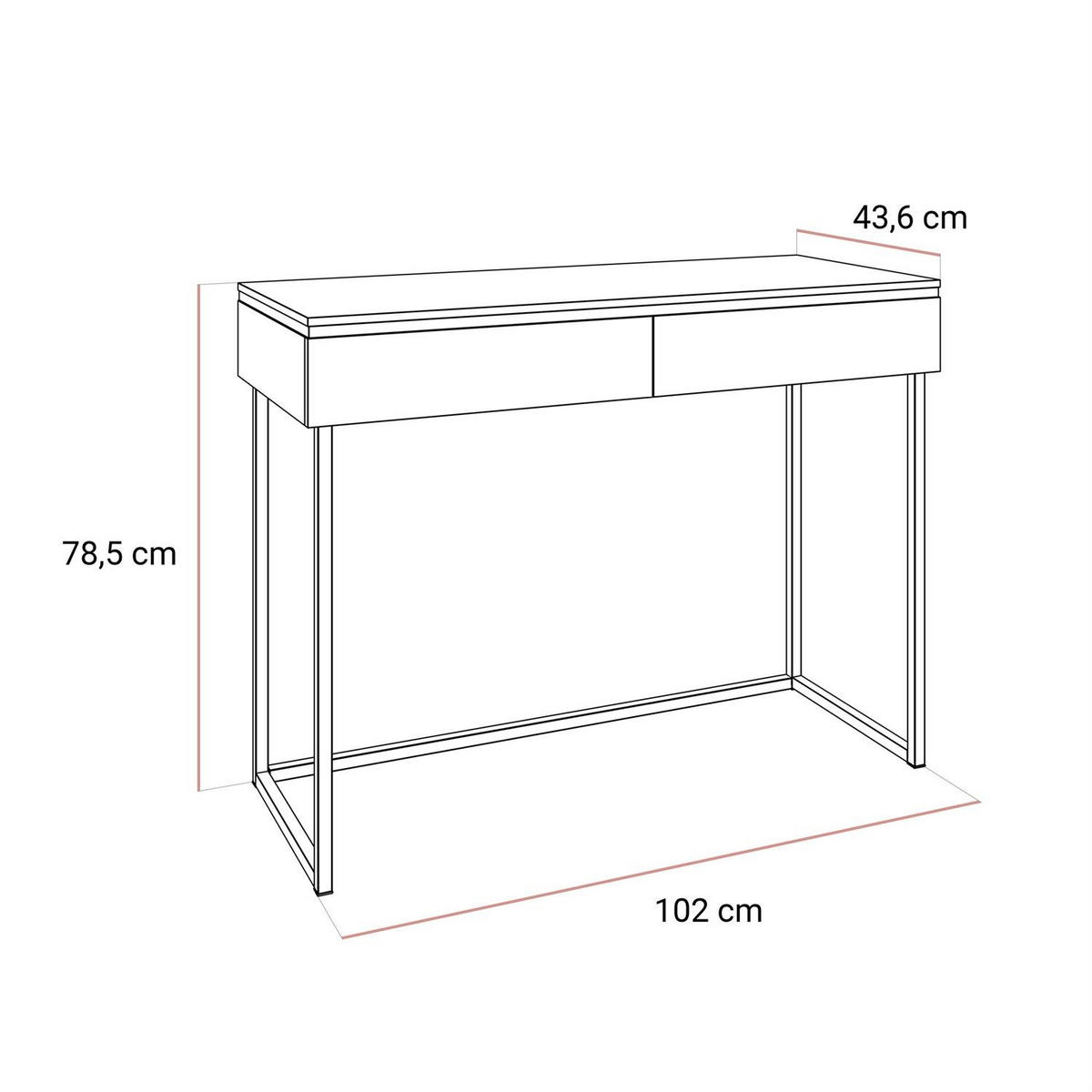 KONSOLEN AURORA SILVER Hochglanz Weiß auf silbernem Gestell - Weiß Hochglanz, Holzwerkstoff (102/78.5/43.6cm) - Lookway