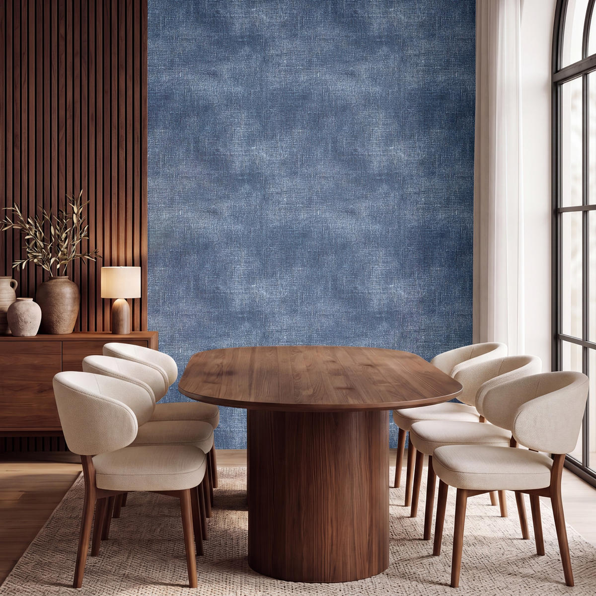 TAPETE - Leinen - Textur - Muster - Denim - Rustikal - 200x280 cm - Blau, Papier (200/280cm) - OnlyWow