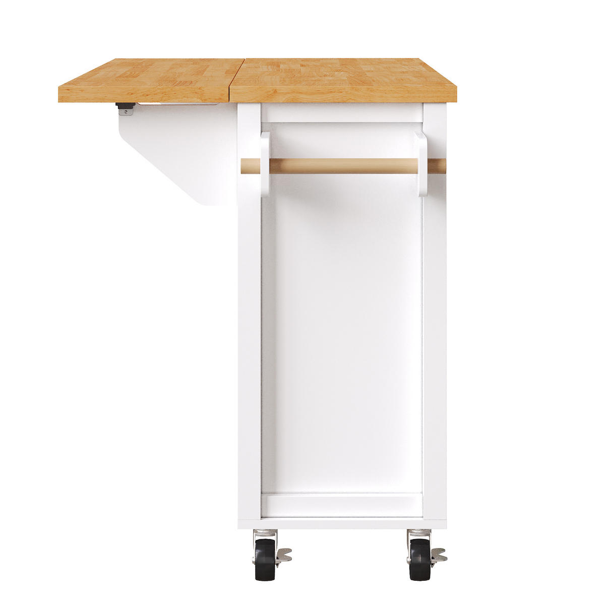 KÜCHENINSEL faltbar 99x70x90cm Weiß mit Schublade & 3 Türen - Weiß, Holzwerkstoff (99/90/70cm) - Modfu