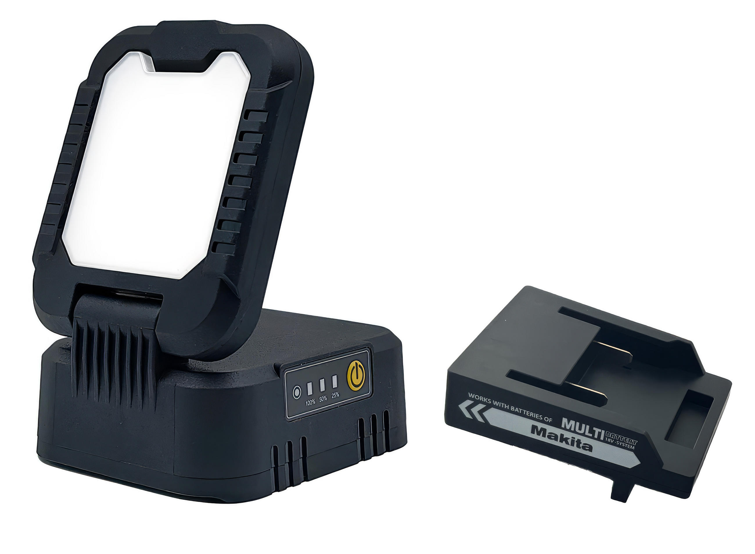 LED-ARBEITSLEUCHTE 180° klappbar 3-stufig dimmbar 1600lm für 18V Makita Akkus - Schwarz, Kunststoff (10.4/8.6/13.8cm) - Northpoint