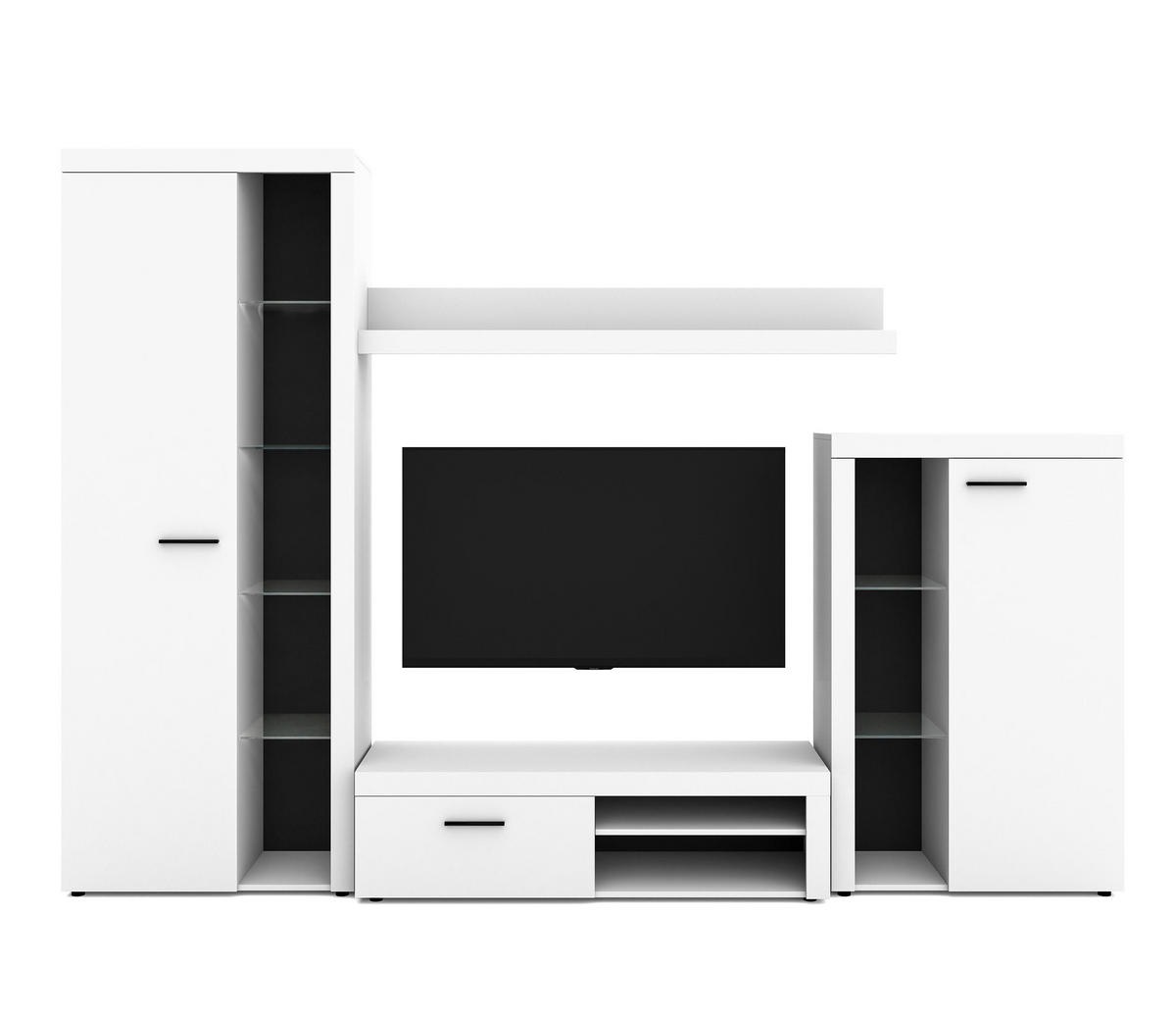 WOHNWAND Spacoro Weiß 270/190/41 cm Wohnwand Modern ohne LED - Weiß, Holzwerkstoff/Kunststoff (270/190/41cm) - AX Living