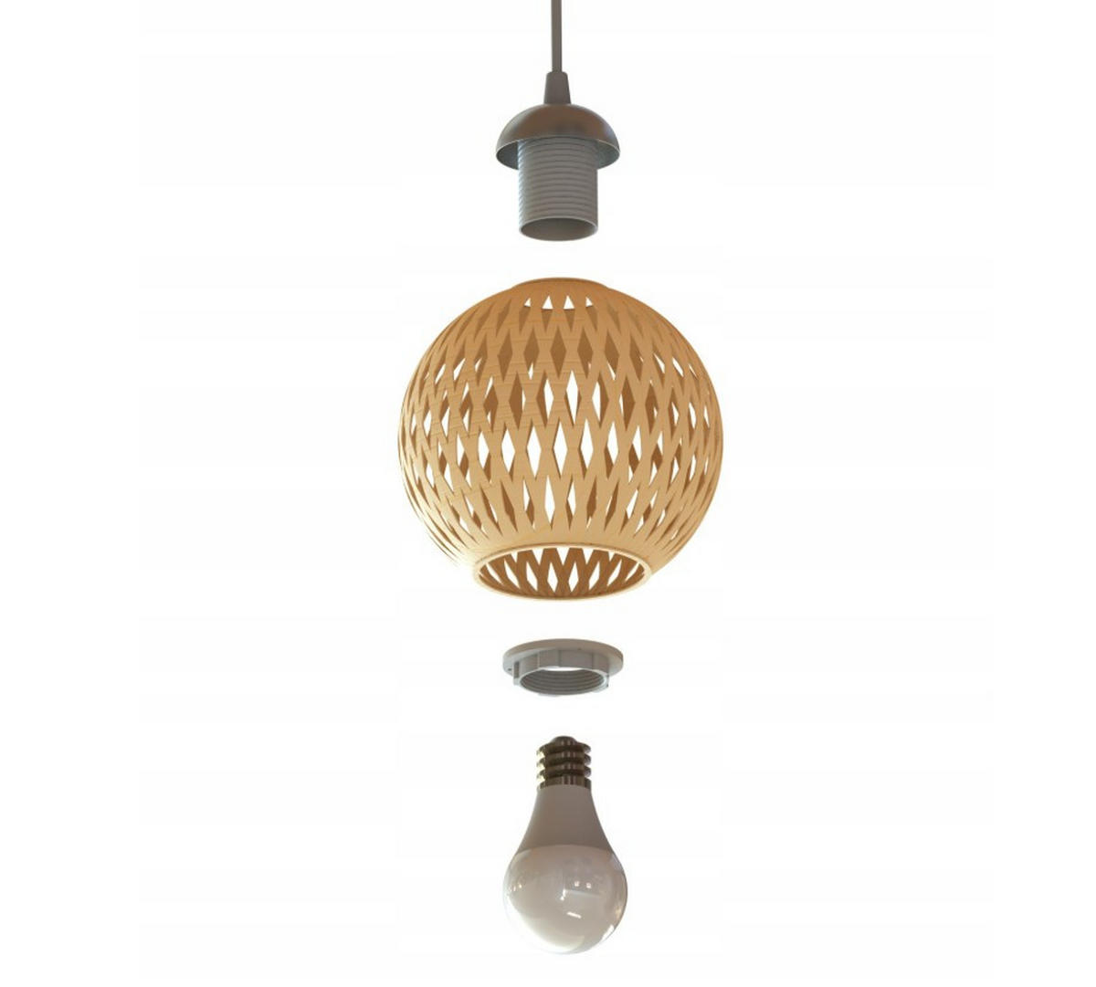 PENDELLEUCHTE BOHO - Beige/Schwarz, Holz/Metall (13/90/100cm) - kiki design