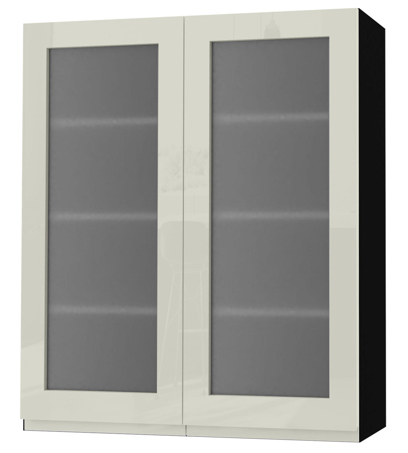 HÄNGESCHRANK Florence W4S/80 Schwarz / RAL 1013 perlweiß HG 80 / 32,5 / 96cm - Weiß Hochglanz/Schwarz, Holz/Holzwerkstoff (80/96/32.5cm) - Feldmann-Wohnen