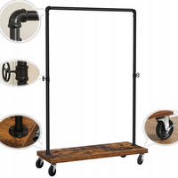 KLEIDERSTÄNDER Holzoptik Metall Dunkelbraun Schwarz auf Rollen 103,5x40x162 cm - Dunkelbraun/Schwarz, Holzwerkstoff/Metall (103/162.5/40cm) - Begryf