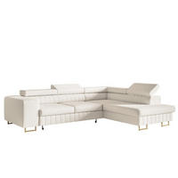ECKSOFA MIlch Catch Me 01 Goldene Beine Rechts - Ecru/Weiß, Textil (203/274cm) - Sepro Meble