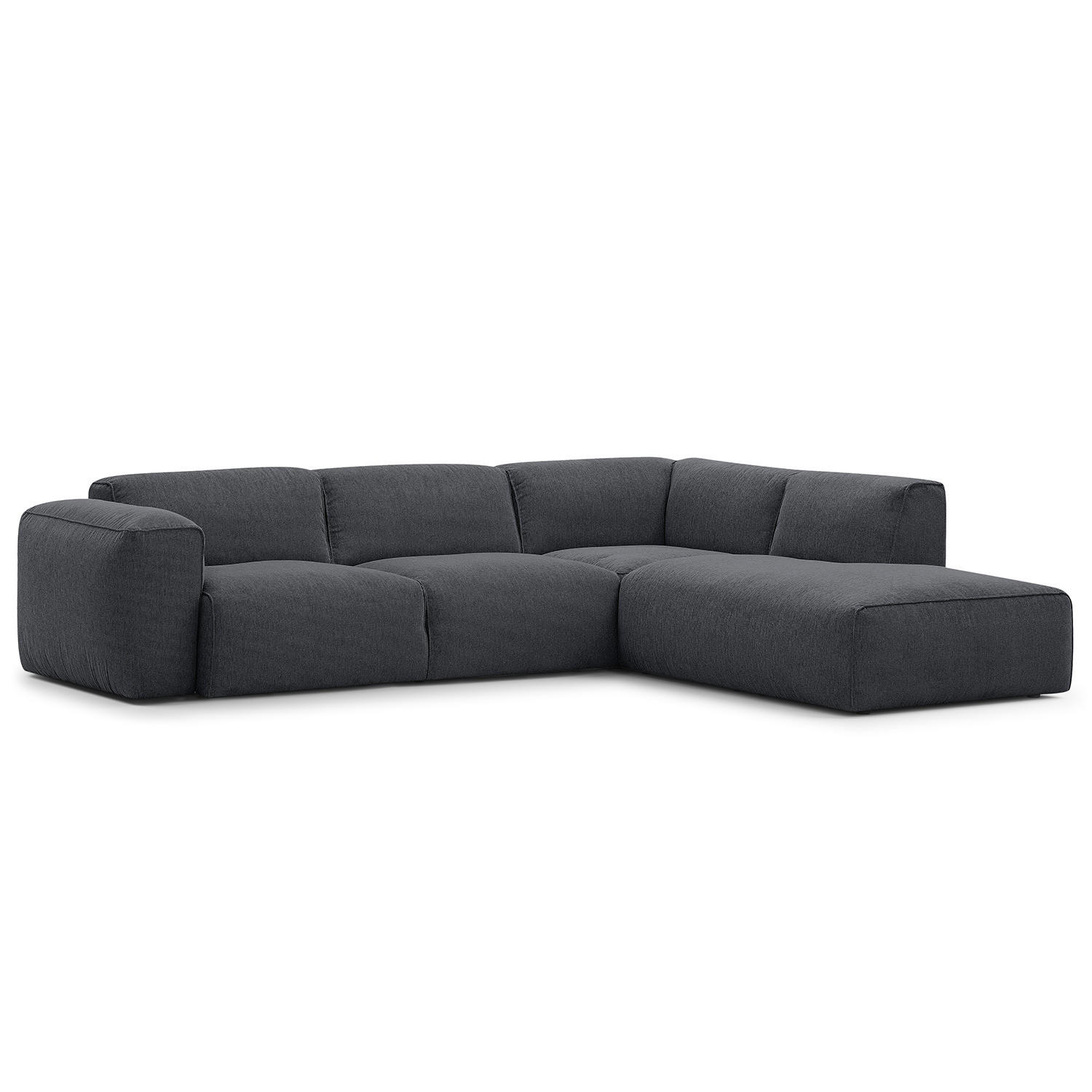 3-SITZER ECKSOFA mit Recamiere - Schwarz/Grau, Kunststoff/Textil (295/231cm) - home24