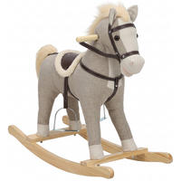 KINDER-SCHAUKELPFERD Polyester Metall Grau - Grau, Holz (30/68/71cm) - AIYAPLAY