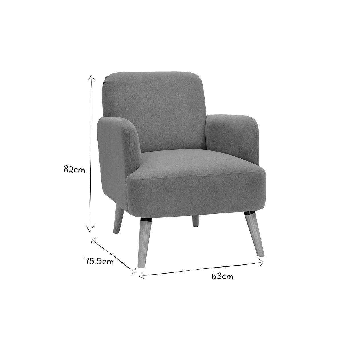 SESSEL skandinavisch Entenblau helles Holz ISKO - Blau, Textil (75.5/82/63cm) - Miliboo