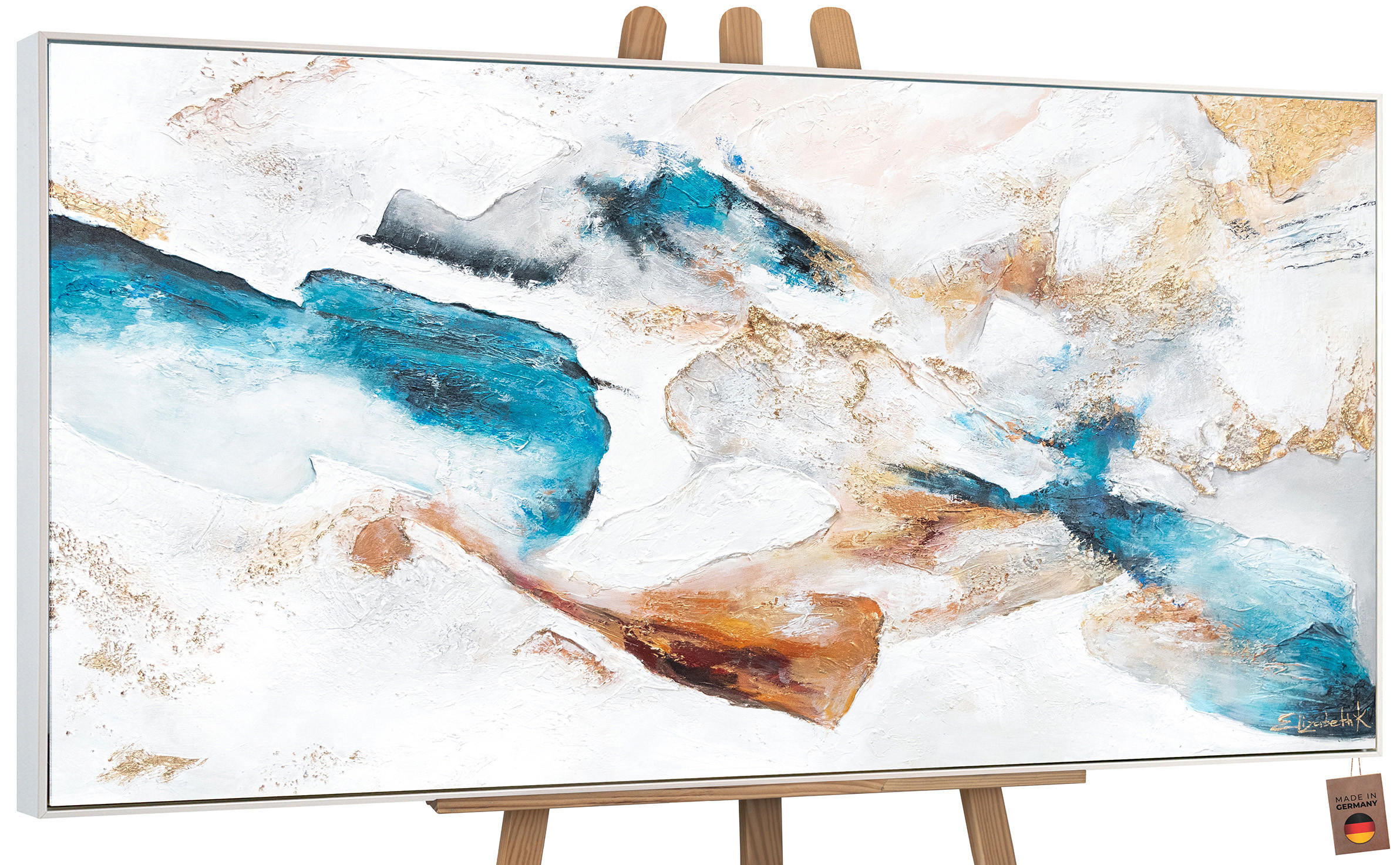 GEMÄLDE Smaragd Schattenfugenrahmen Weiß 160x80 cm - Weiß, Holz (160/80cm) - YS-art gallery