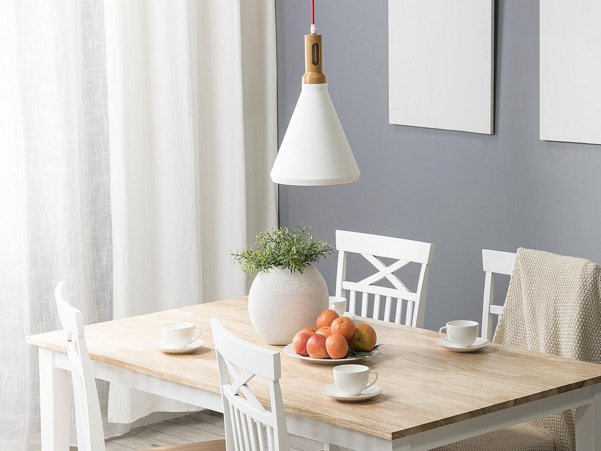 HÄNGELEUCHTE Mackenzie 24/24/189 cm - Weiß, Metall (24/24/189cm) - Beliani