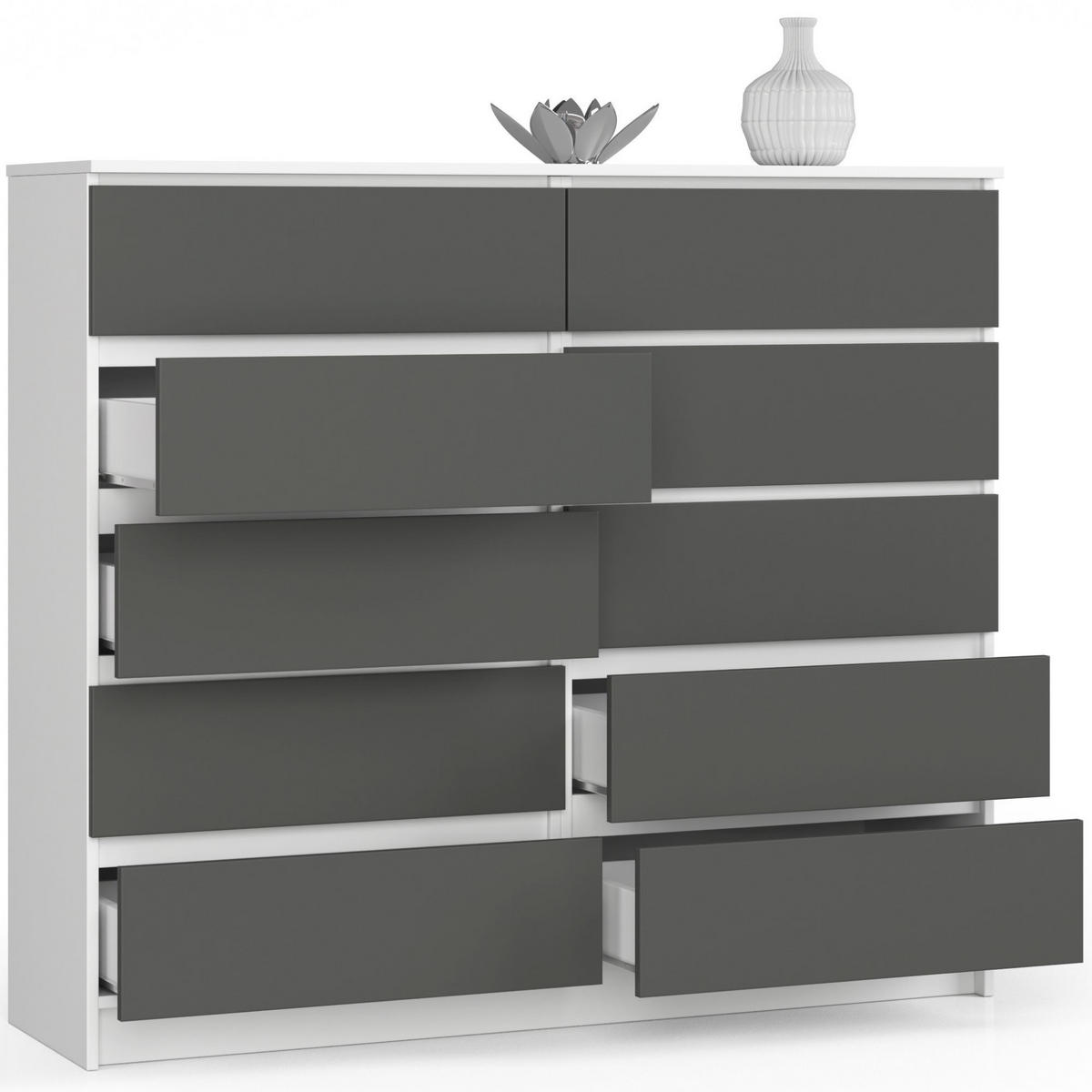 KOMMODE Weiß, Grau 138x40x121 cm - Weiß/Grau, Holzwerkstoff (138/121/40cm) - Akord
