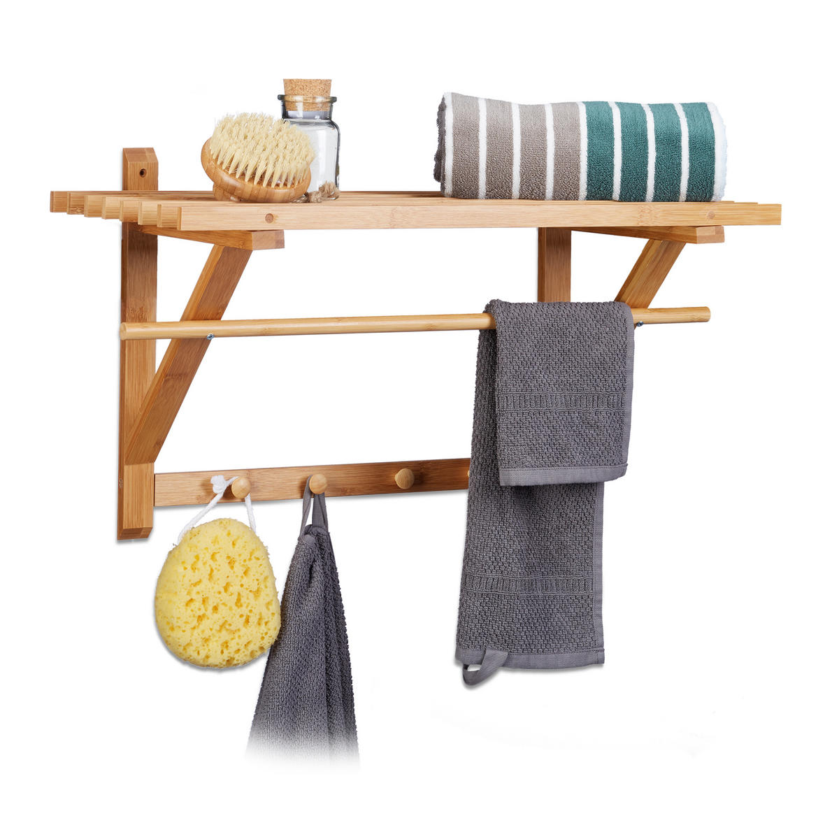 WANDGARDEROBE - Hellbraun, Holz (60/35/30cm) - Relaxdays