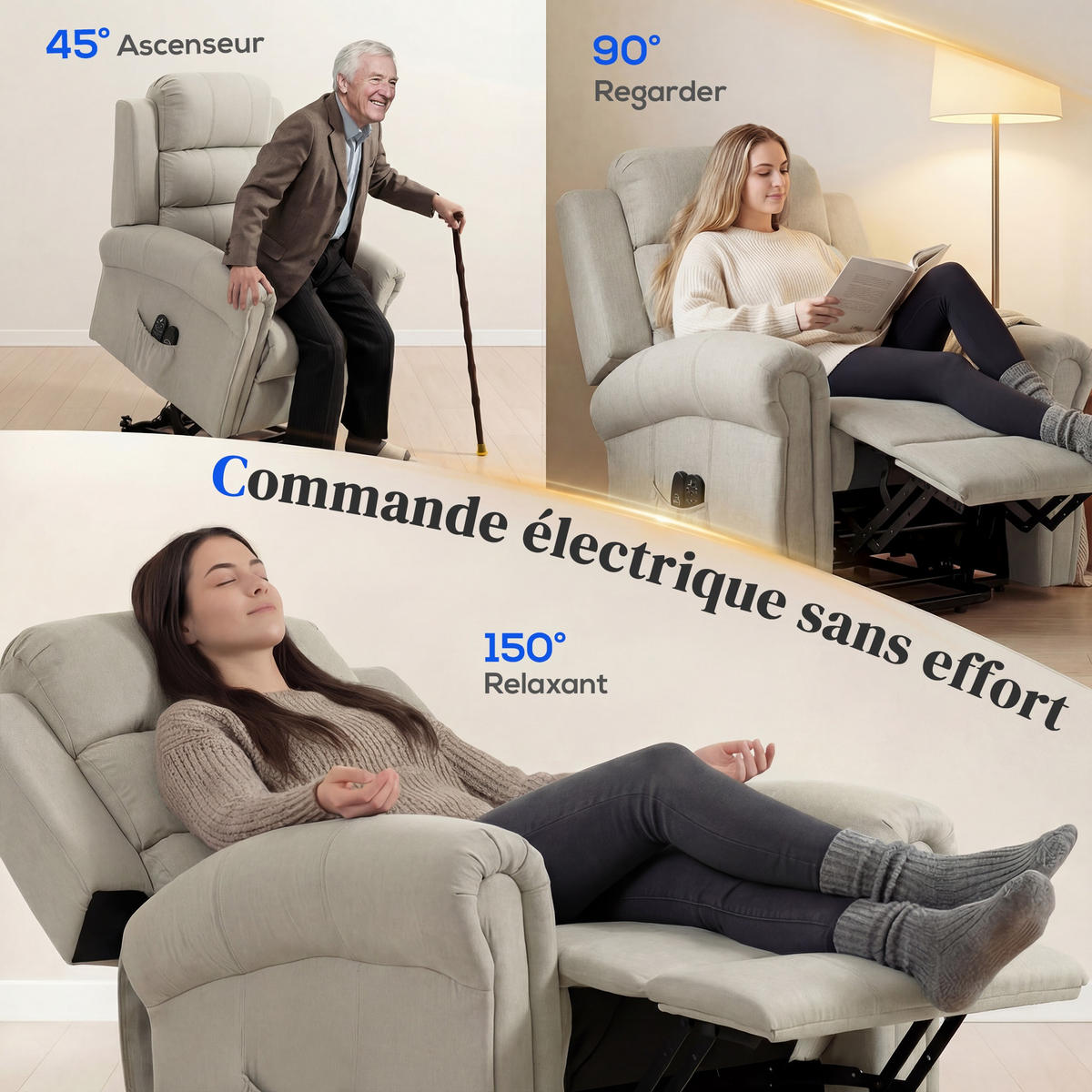 MASSAGESESSEL DE-15452 Massage und Heizung Beige - Beige, Metall (87/108/87.5cm) - ComfortXL