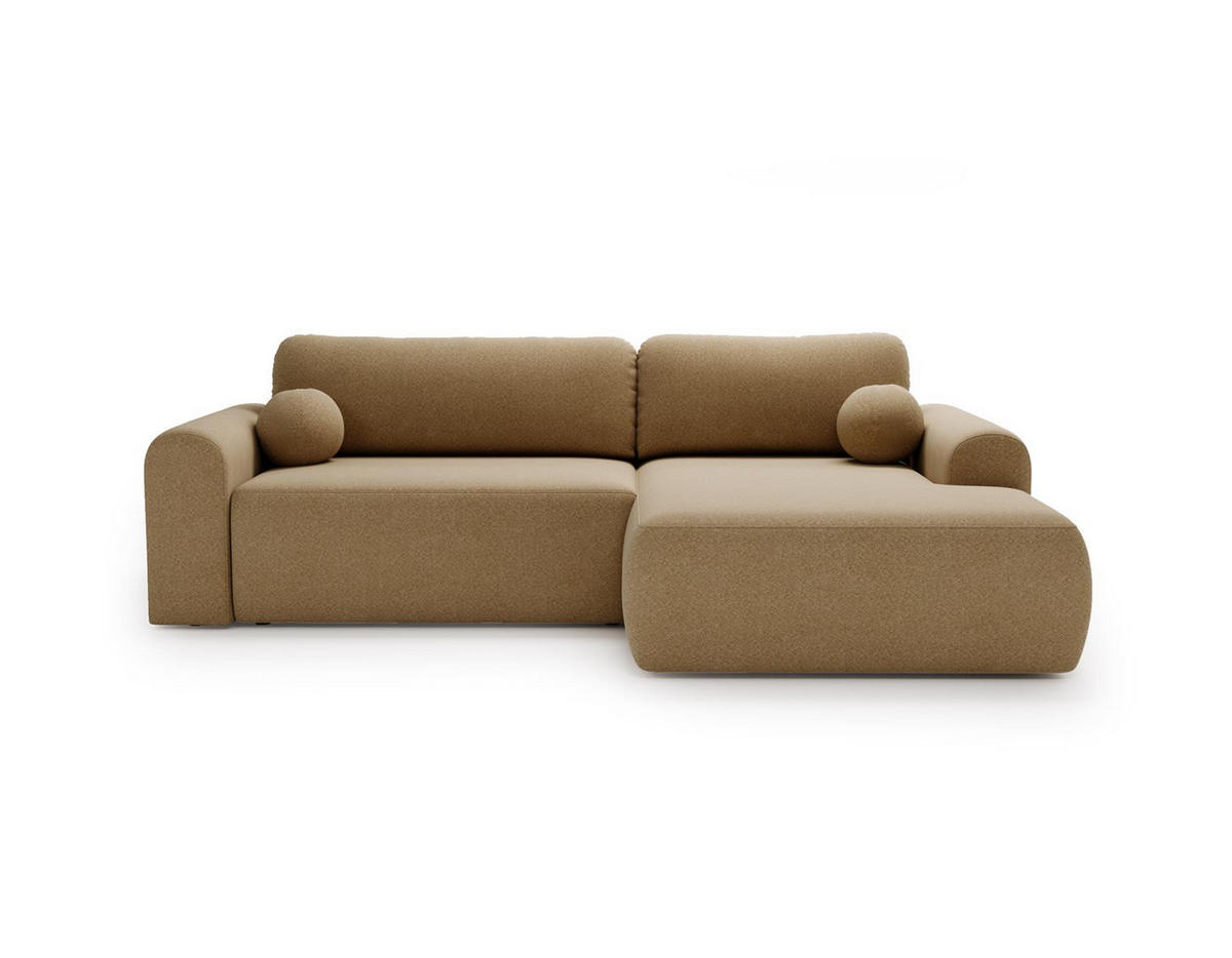 ECKSOFA Aurora Beige, mit Schlaffunktion in Lambi Stoff, rechte seite - Beige, Holzwerkstoff/Textil (257/177cm) - Bettso