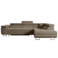 ECKSOFA mit Schlaffunktion und Bettkasten GUSA-L 272x202x107 cm Braun Velours - Silberfarben/Braun, Holzwerkstoff/Textil (272/202cm) - ALTDECOR
