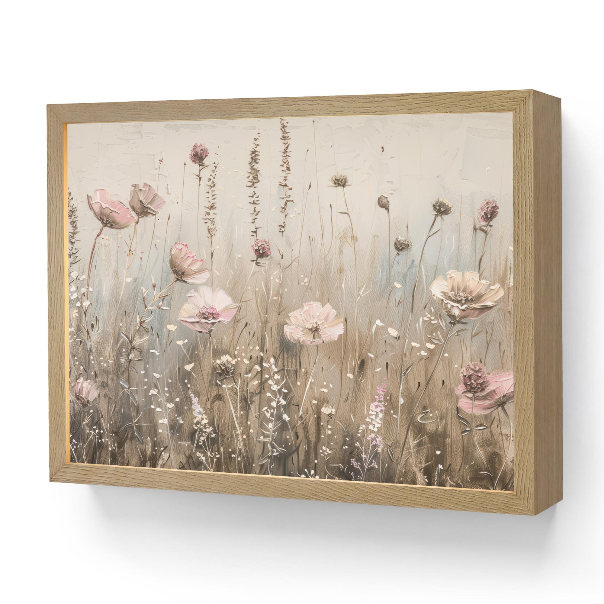 OnlyWow NÁSTĚNNÁ LAMPA S AKUMULÁTOREM Květiny - růžová - moderní - béžová 40x30 cm