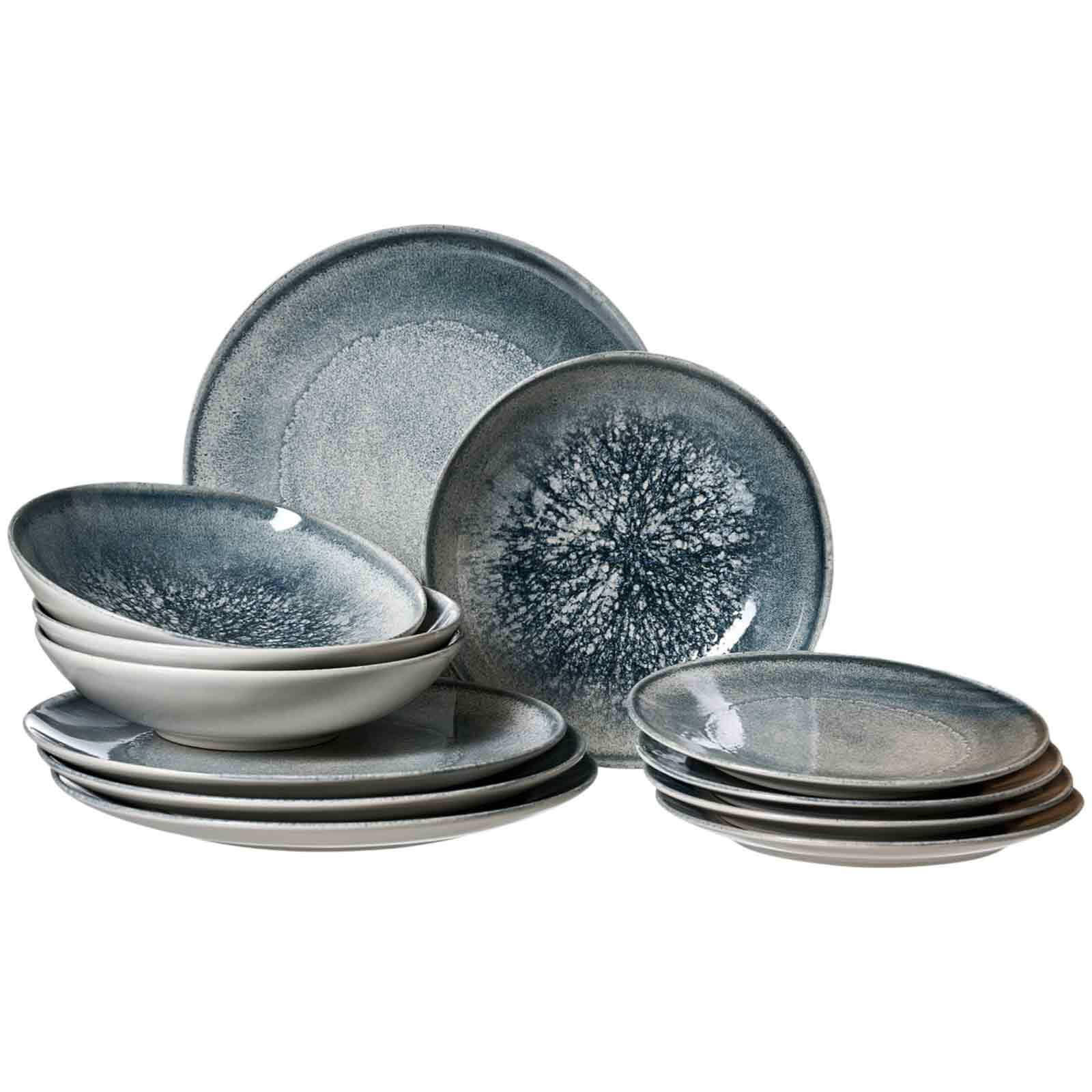 TELLER-SET Grana grau 12er Set - Grau, Keramik (1/1/1cm) - Ritzenhoff Breker