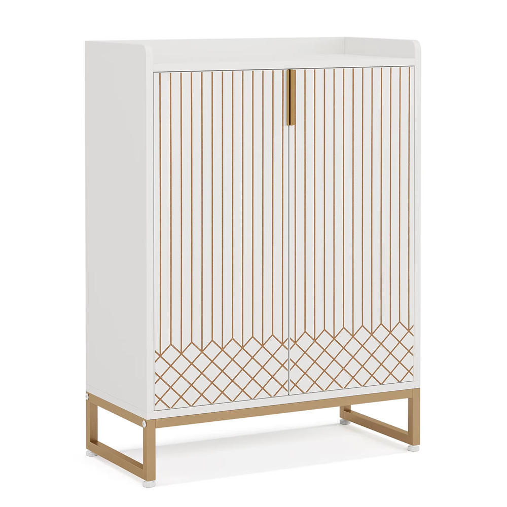 SCHUHSCHRANK Weiß mit Türen 5-stufig Holz - Weiß, Holz (75/105/35cm) - Kaket