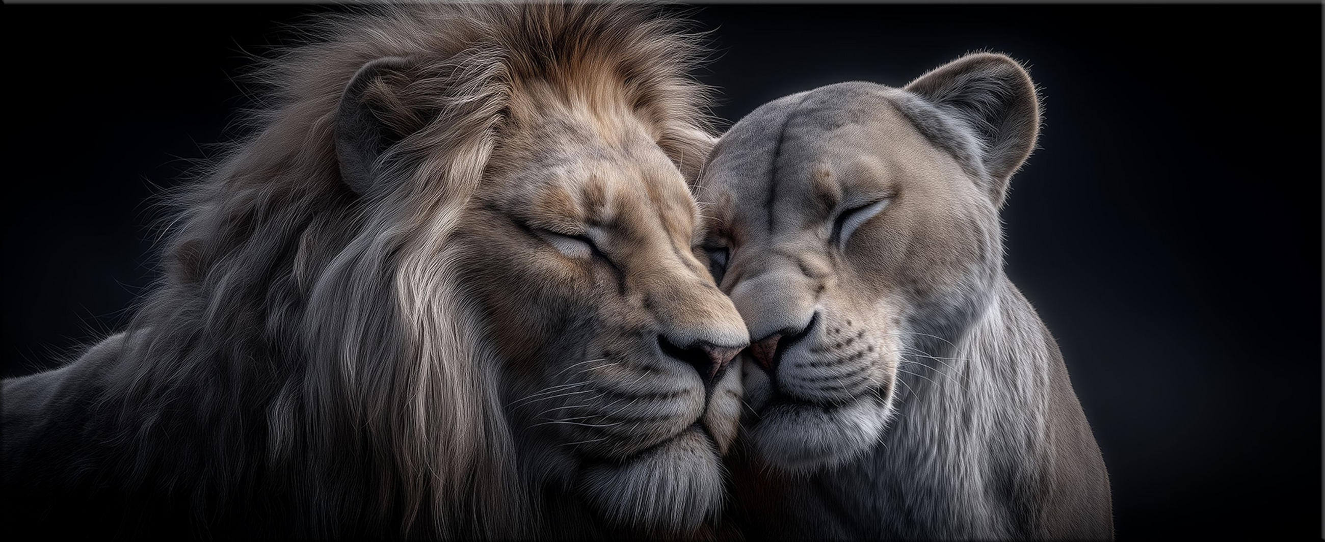 GLASBILD 125x50 cm Löwen schwarz beige - Beige, Glas (125/50cm) - artissimo