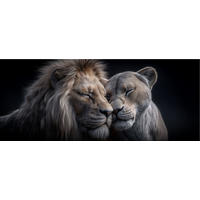 GLASBILD 125x50 cm Löwen schwarz beige - Beige, Glas (125/50cm) - artissimo