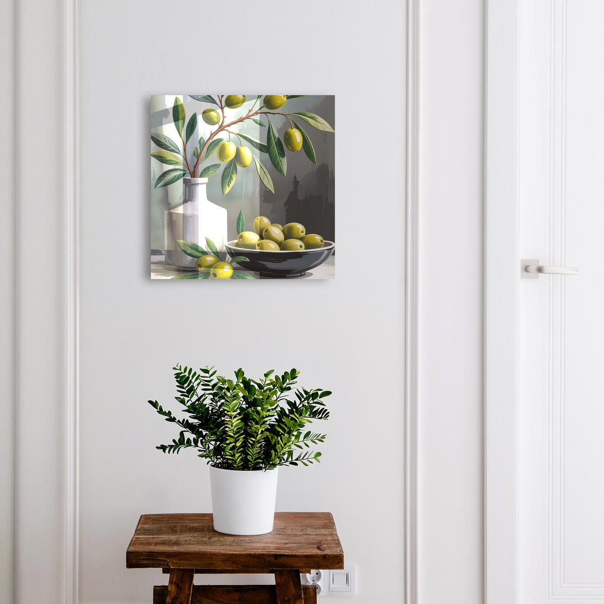 SCHLÜSSELBOX Weiß 30x30 cm – Türöffnung nach rechts - Grüne Olive - Grün, Metall (30/30/5cm) - TULUP