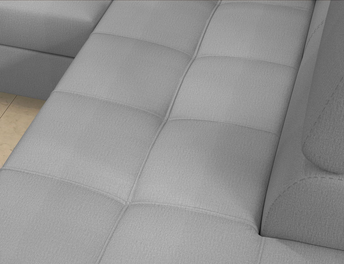 ECKSOFA mit Schlaffunktion und Bettkasten, pflegeleichter Monolith-Stoff - Chromfarben/Grau, Textil/Metall (275/202cm) - Eltap