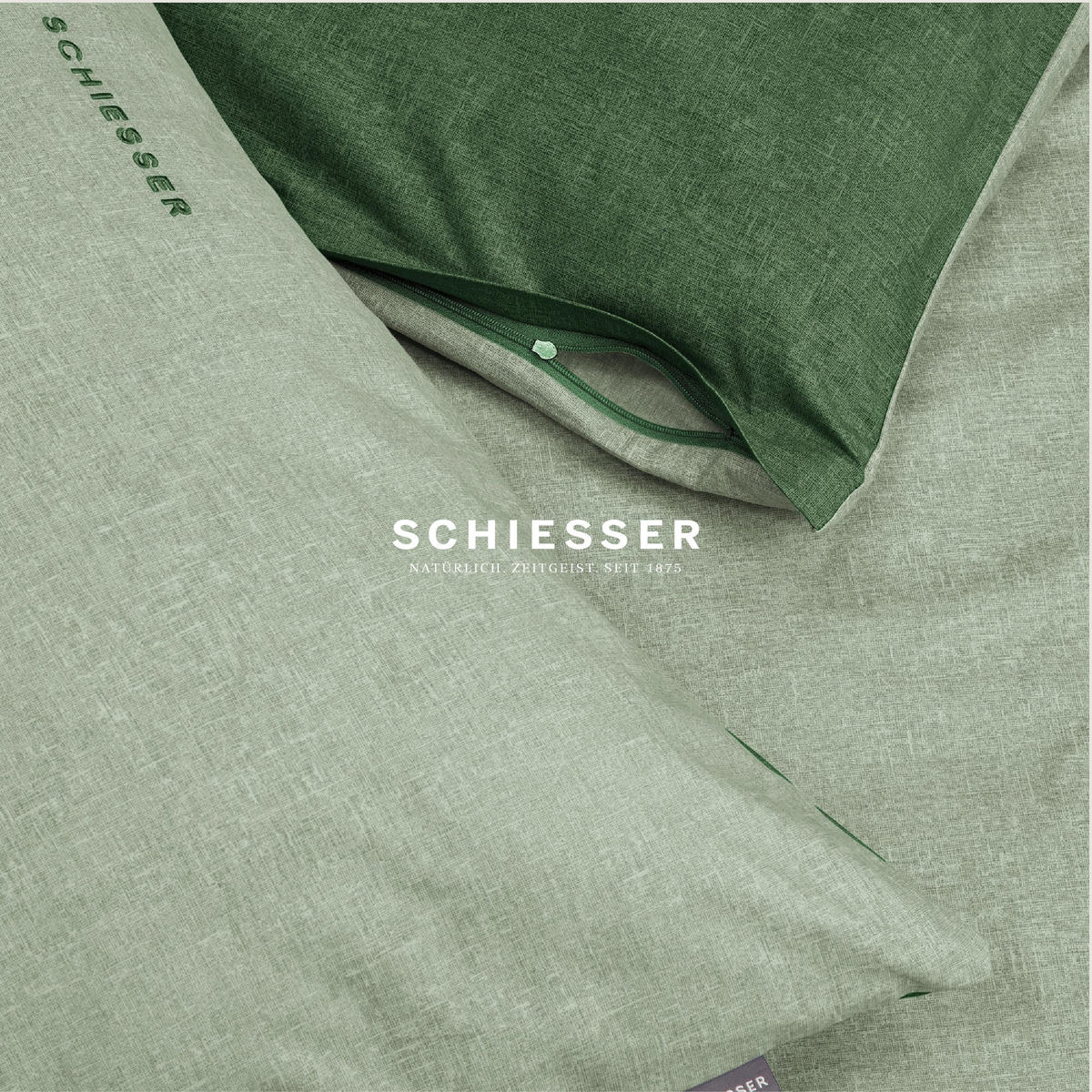 KISSENHÜLLENSET Doubleface - Renforcé - 2-teilig - 40 x 80 cm - Grün - Grün, Textil (40/80cm) - SCHIESSER