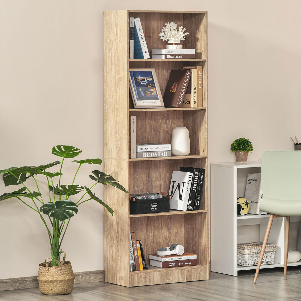 REGAL DE-15561 63/29/176 cm, 3-fach höhenverstellbar Naturholz - Naturfarben, Holzwerkstoff (63/176/29.2cm) - ComfortXL