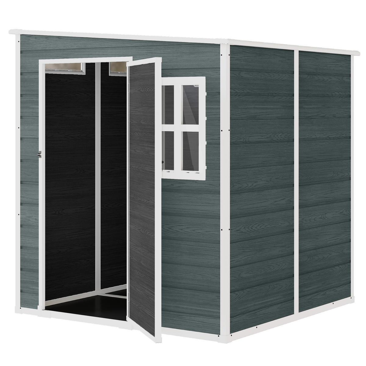 GARTENHAUS 2, 89 m², 3 Fenster, Belüftung, Boden, Schloss, Handschuhe 182 x 182 x 196 cm - Grau, Metall (182/196/182cm) - Vallsero