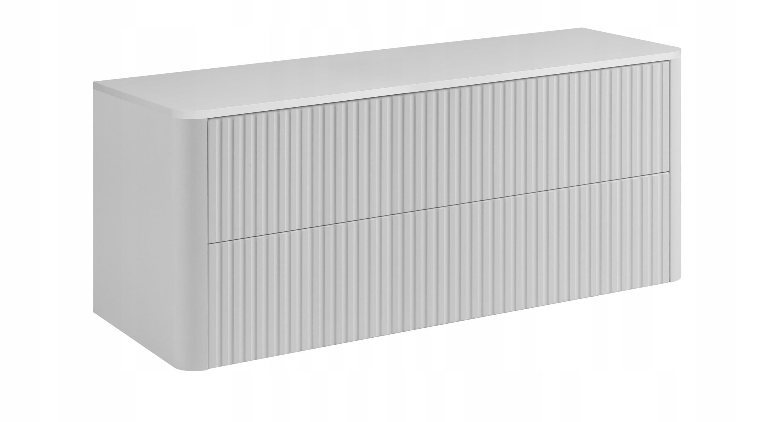 WASCHBECKENUNTERSCHRANK LINEA hängend geriffelt Weiß matt mit Waschtischplatte 120/48/44 cm - Weiß, Holzwerkstoff (120/48.4/43.7cm) - Rodan