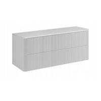 WASCHBECKENUNTERSCHRANK LINEA hängend geriffelt Weiß matt mit Waschtischplatte 120/48/44 cm - Weiß, Holzwerkstoff (120/48.4/43.7cm) - Rodan