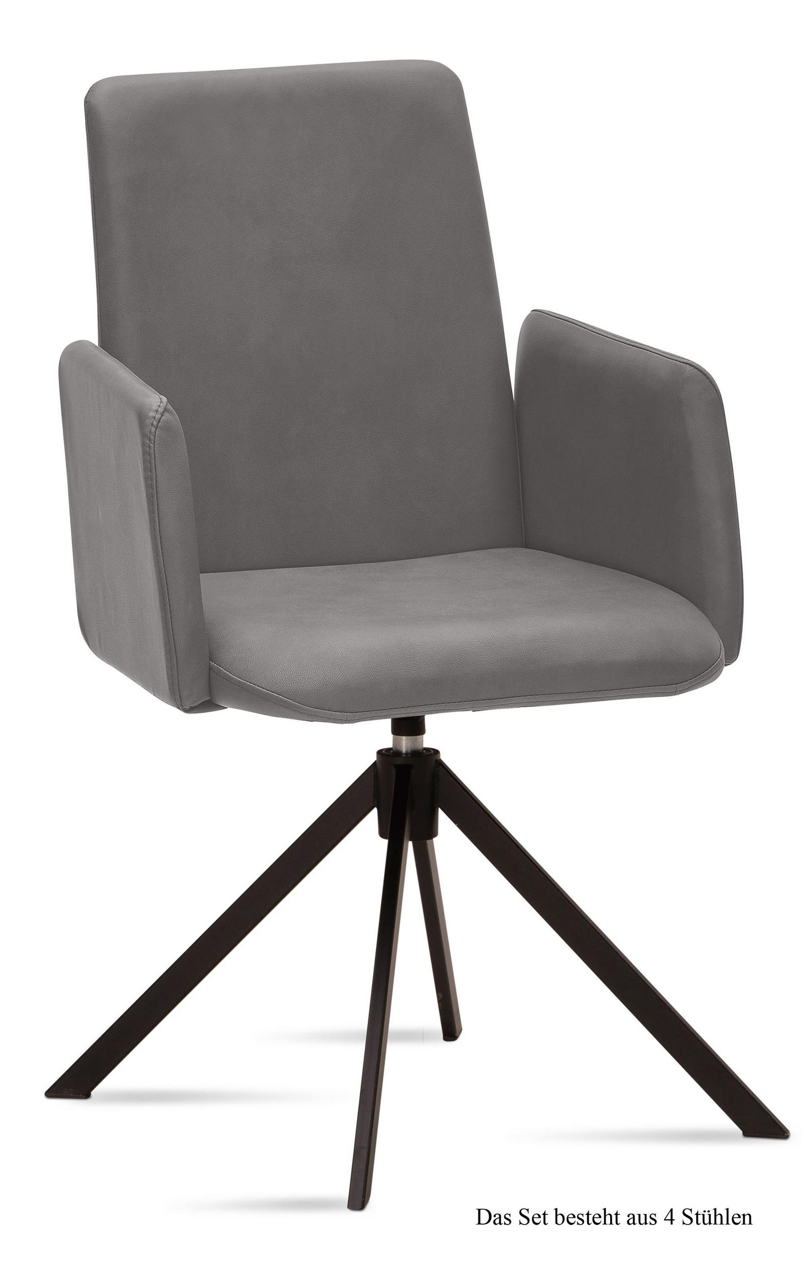 ARMLEHNSTUHL drehbar (4er-Set) Deasia 52x92x60 Schwarz/Grau - Schwarz/Grau, Kunststoff (60/92/52cm) - 58aufmkessel